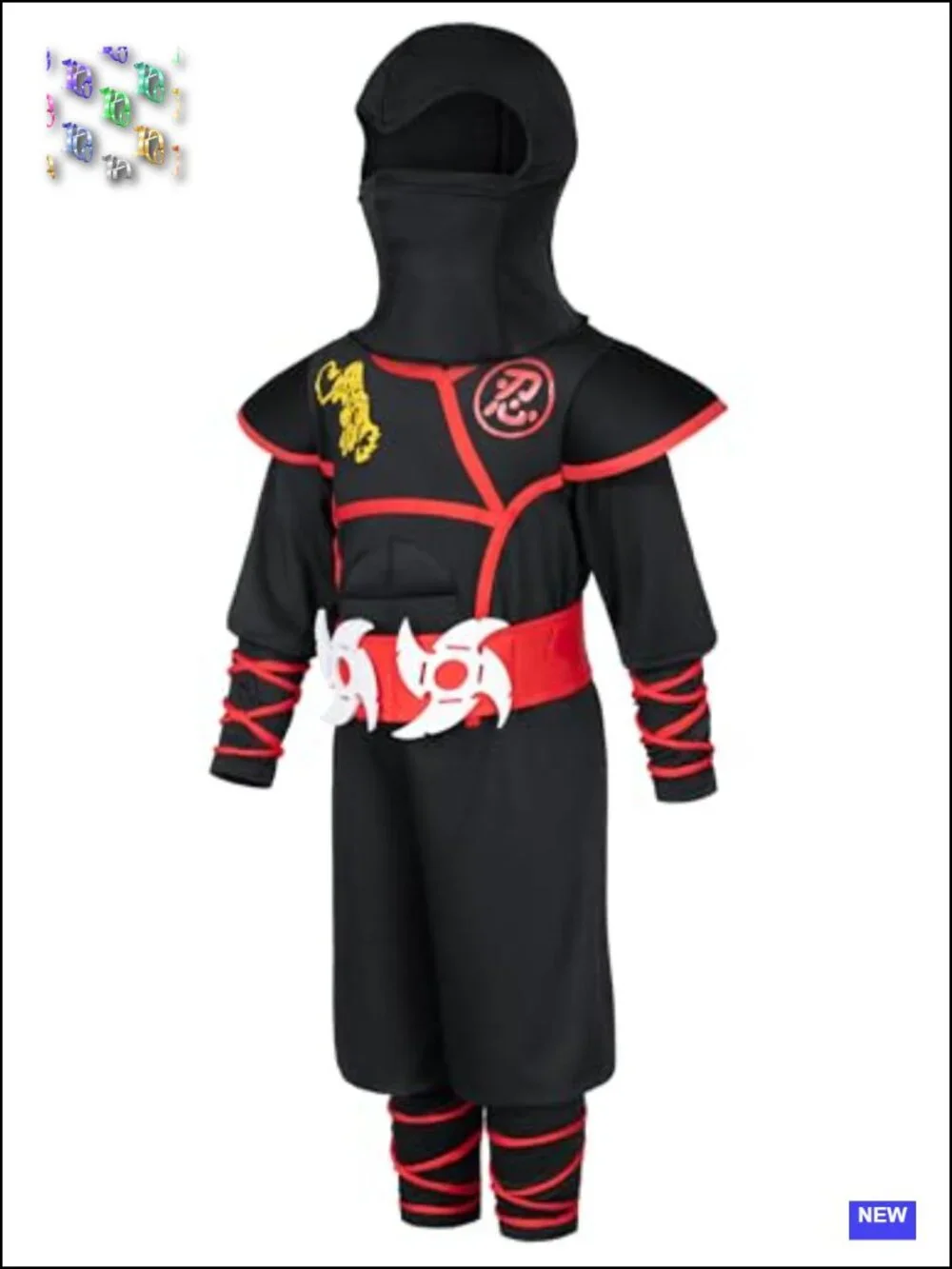 Ninja Costume Set with Deluxe Toy Accessories for Kids Halloween Dress Up